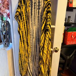 Yellow and Black Tie-Dye Kimono